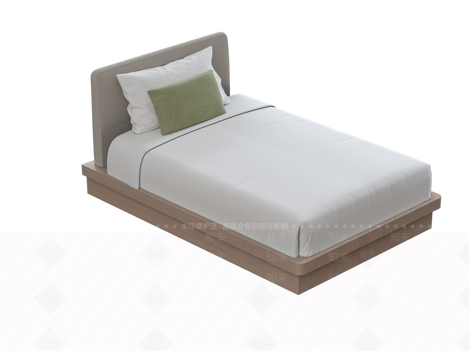 现代单人床3D模型下载【ID:1185283150】