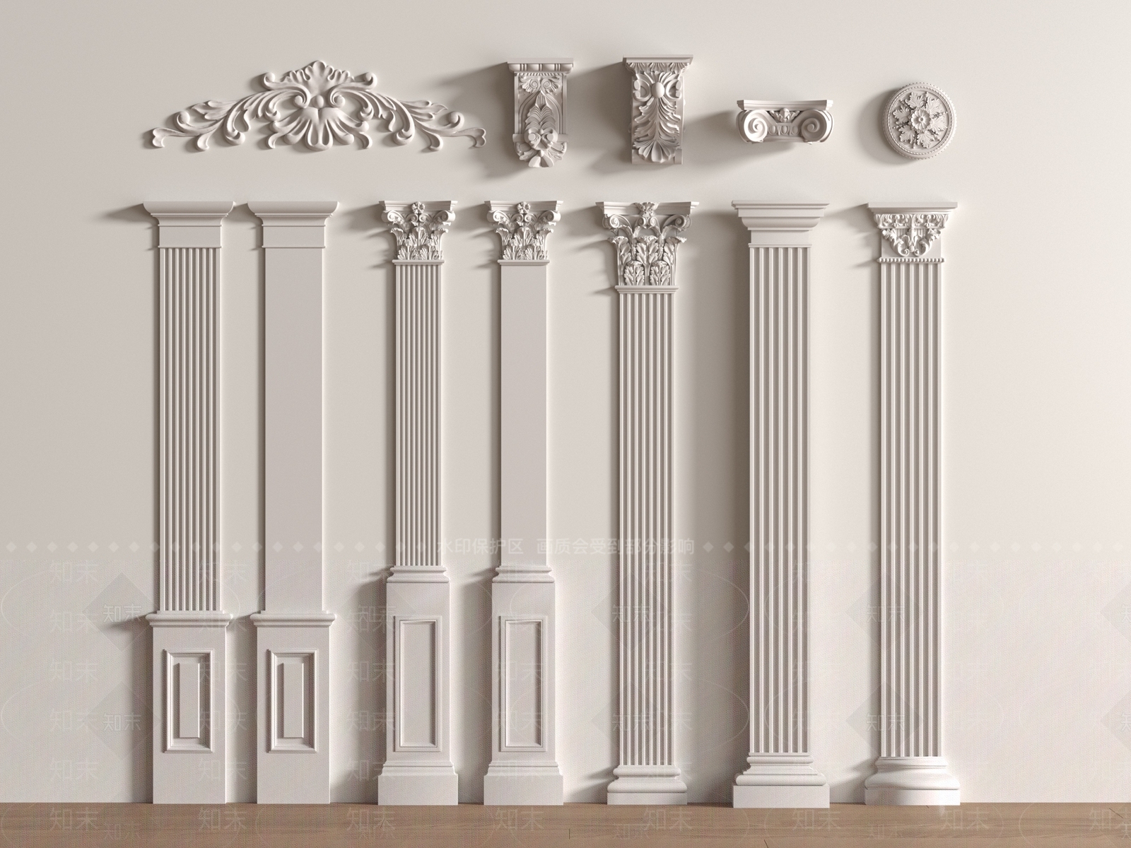 法式柱子SU模型下载【ID:1185283435】