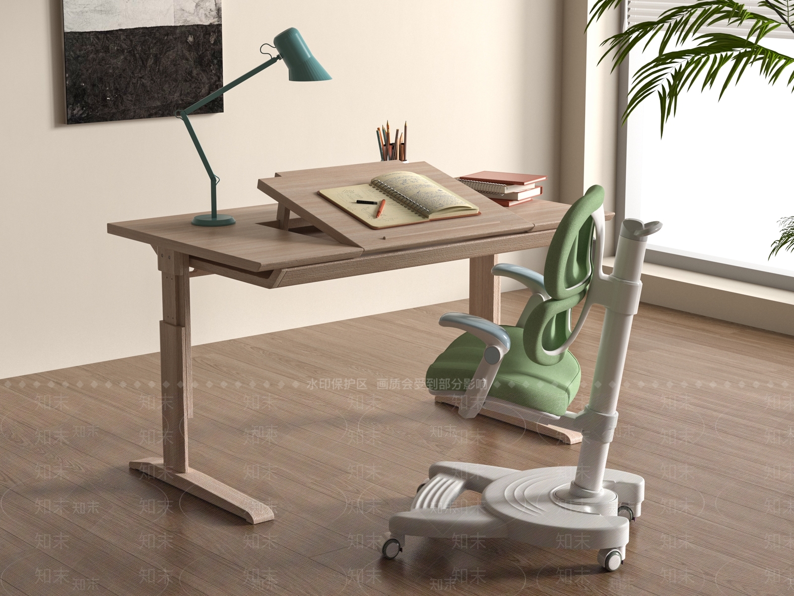 现代儿童桌椅3D模型下载【ID:1185284121】