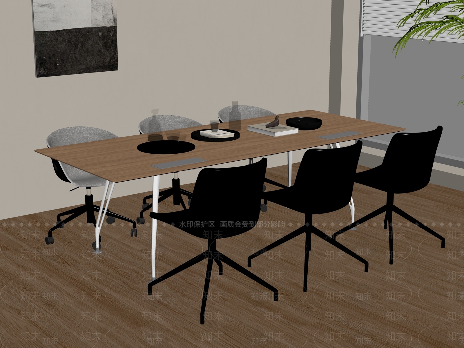 现代会议桌椅SU模型下载【ID:1185285002】