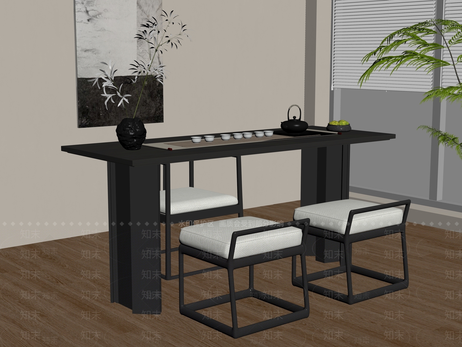 茶桌椅SU模型下载【ID:1185285174】