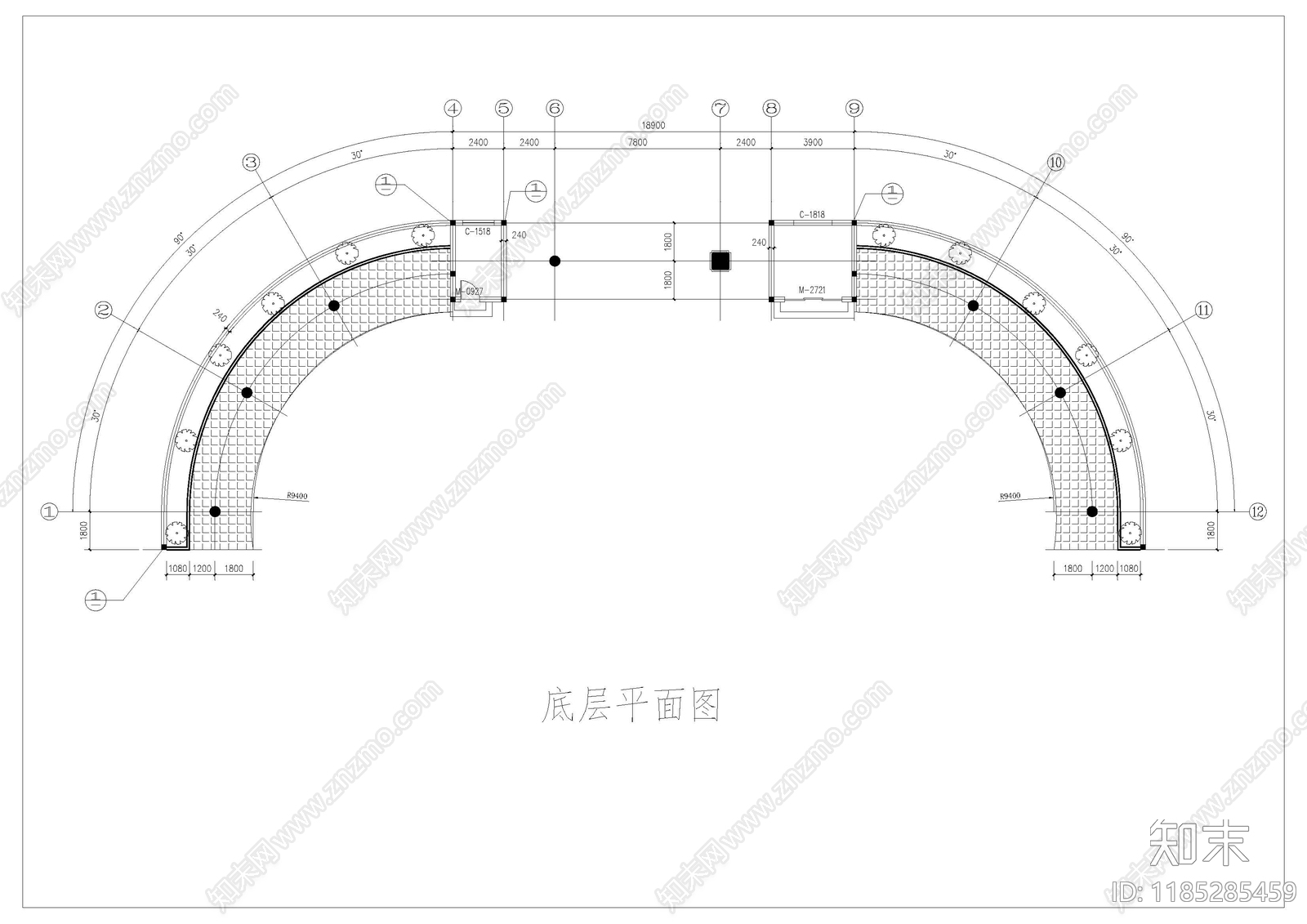 新中式现代门楼施工图下载【ID:1185285459】