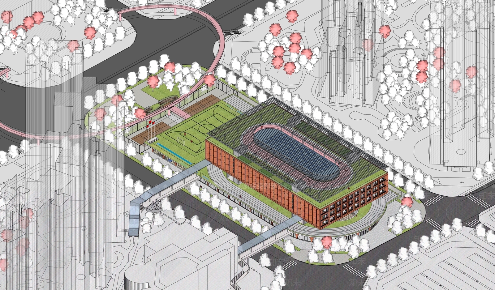 现代学校建筑SU模型下载【ID:1185476086】