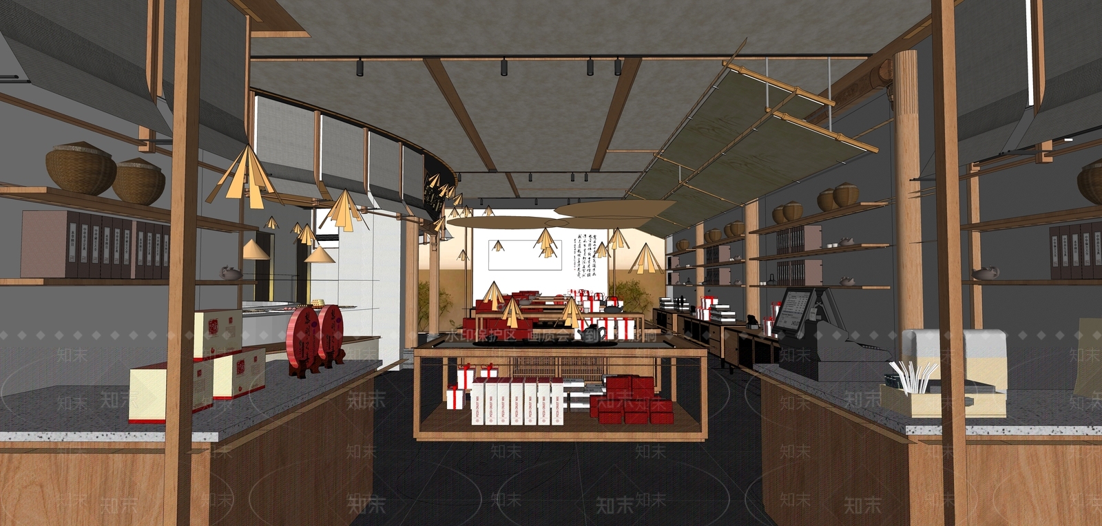 新中式其他店铺SU模型下载【ID:1215210109】