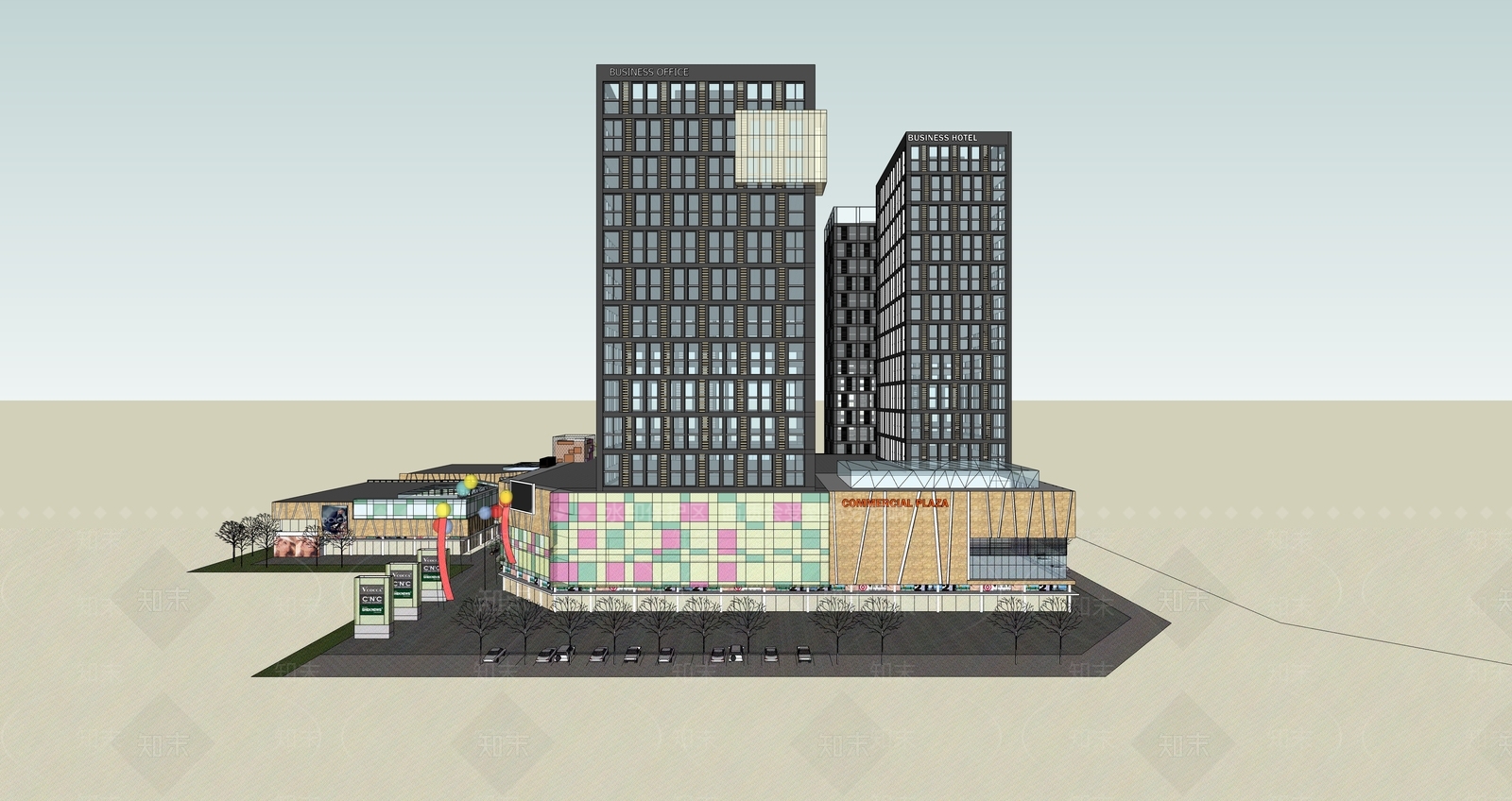 现代商场建筑SU模型下载【ID:1185296518】