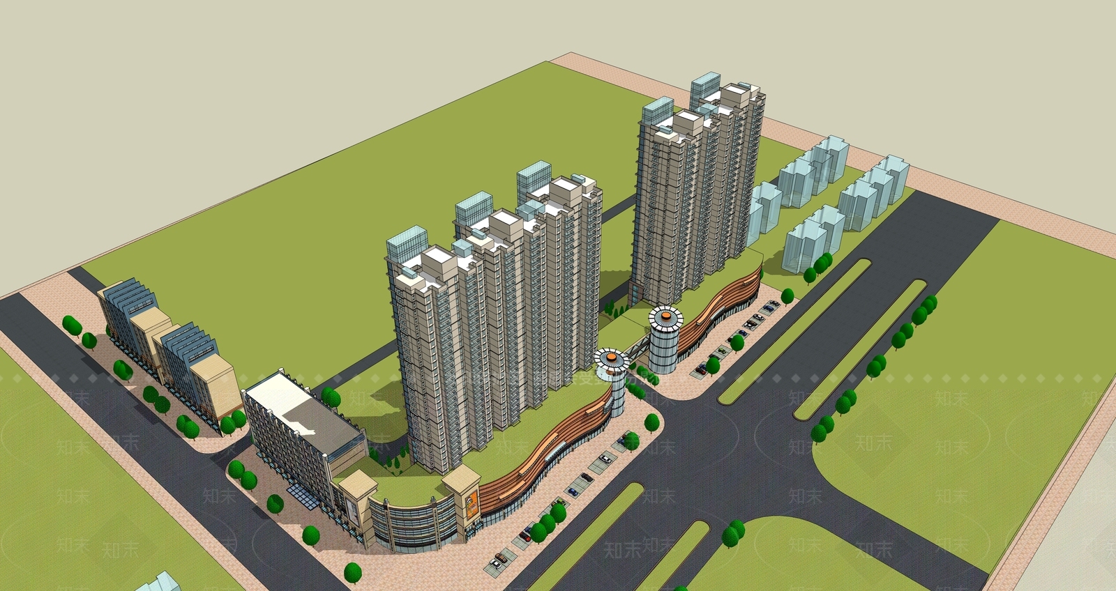 现代商场建筑SU模型下载【ID:1185296654】