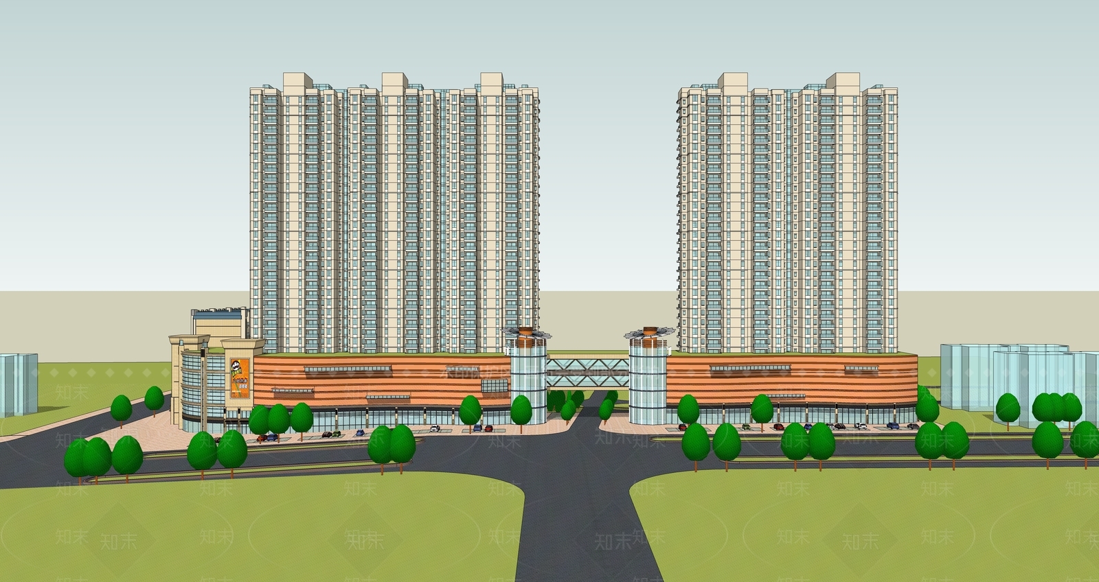 现代商场建筑SU模型下载【ID:1185296654】