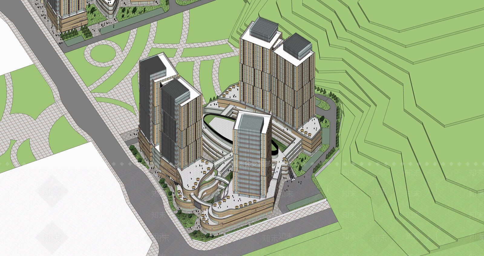 现代商场建筑SU模型下载【ID:1185296699】