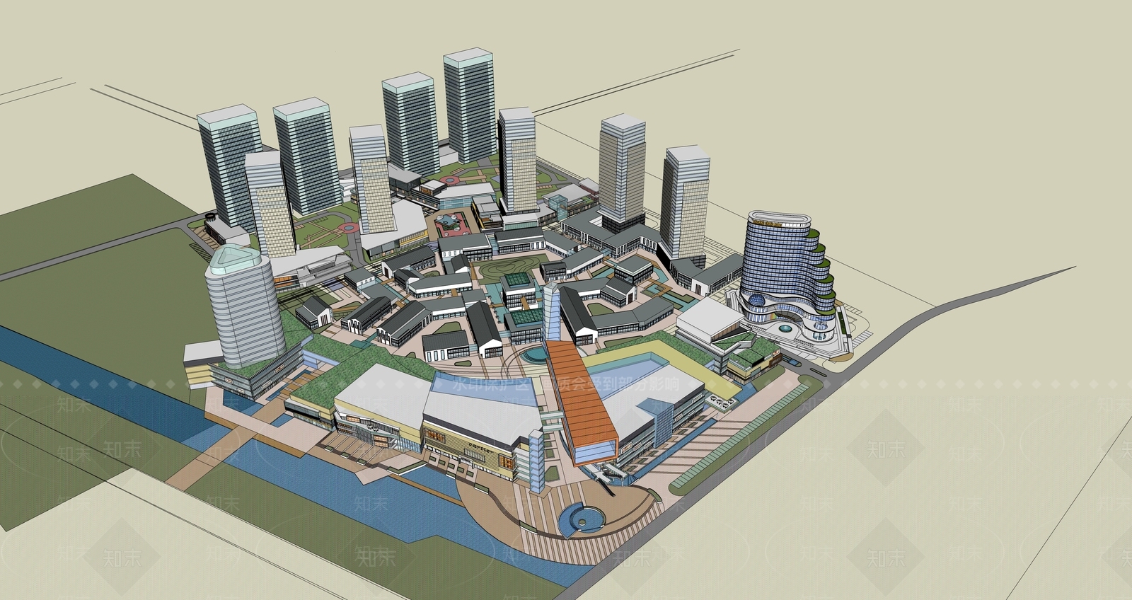 现代商场建筑SU模型下载【ID:1185296811】