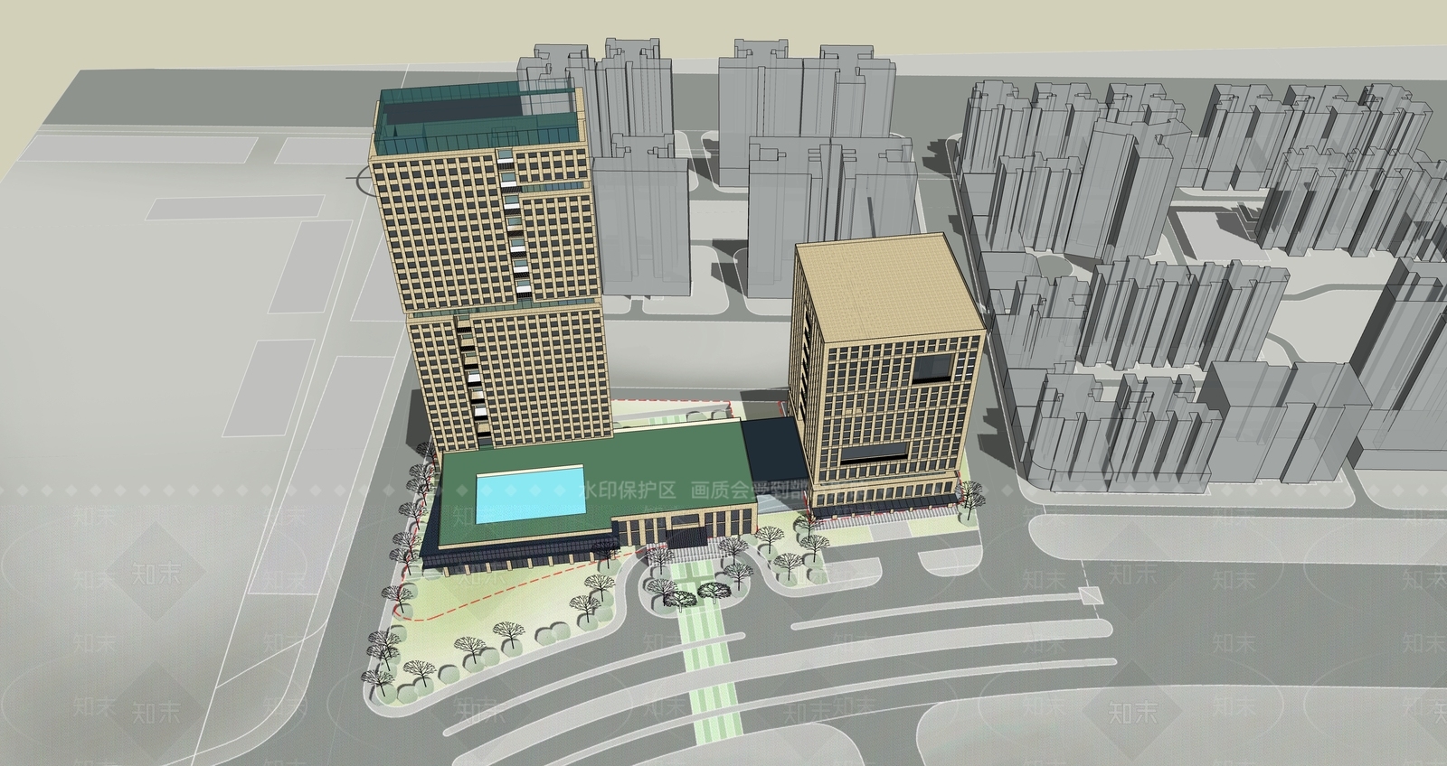 现代商场建筑SU模型下载【ID:1185296863】