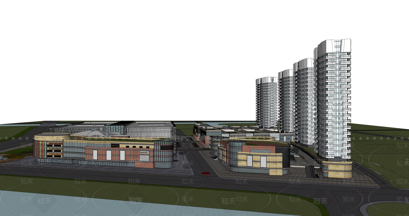 现代商场建筑SU模型下载【ID:1185297029】