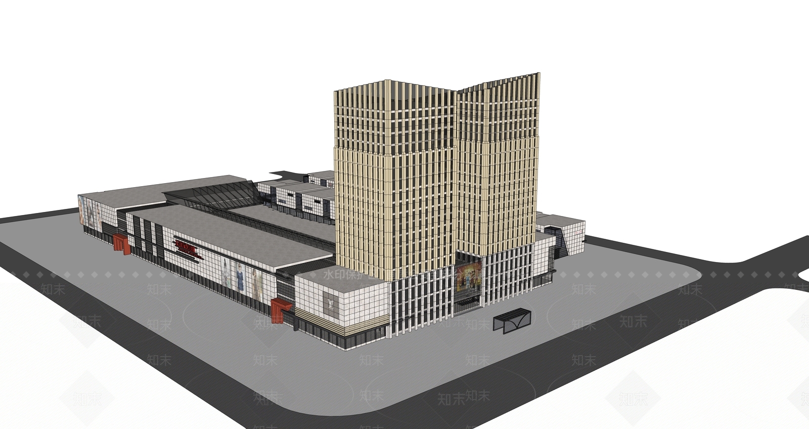 现代商场建筑SU模型下载【ID:1185297392】