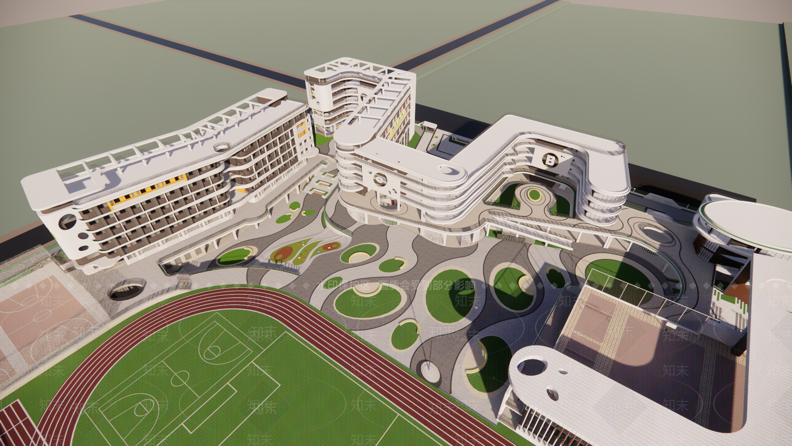 现代学校建筑SU模型下载【ID:1185297329】