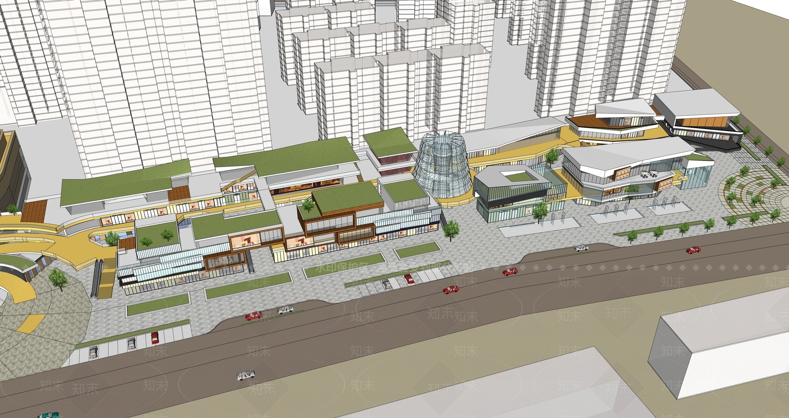 现代商场建筑SU模型下载【ID:1185297308】