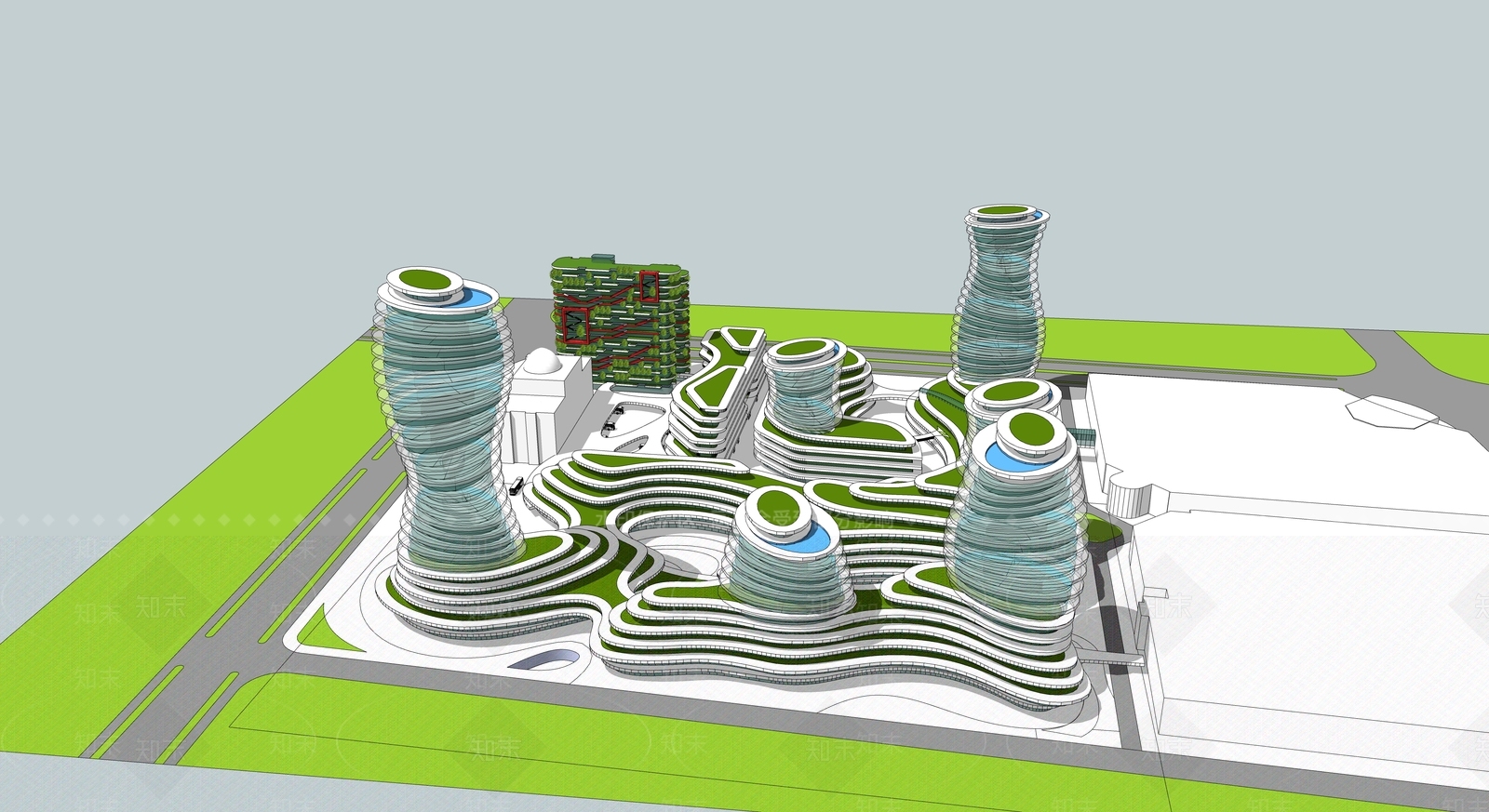 现代商场建筑SU模型下载【ID:1185297498】