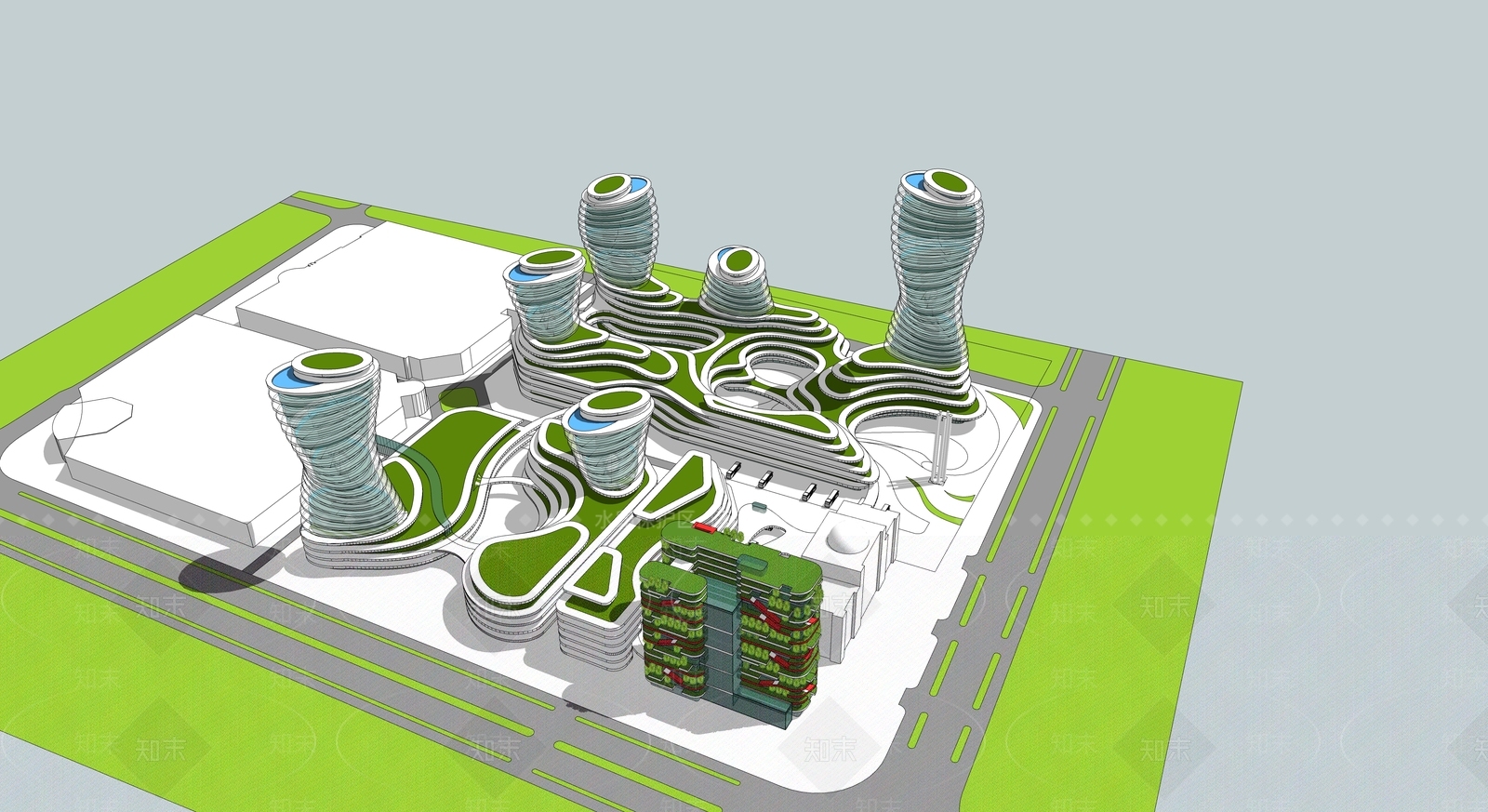 现代商场建筑SU模型下载【ID:1185297498】