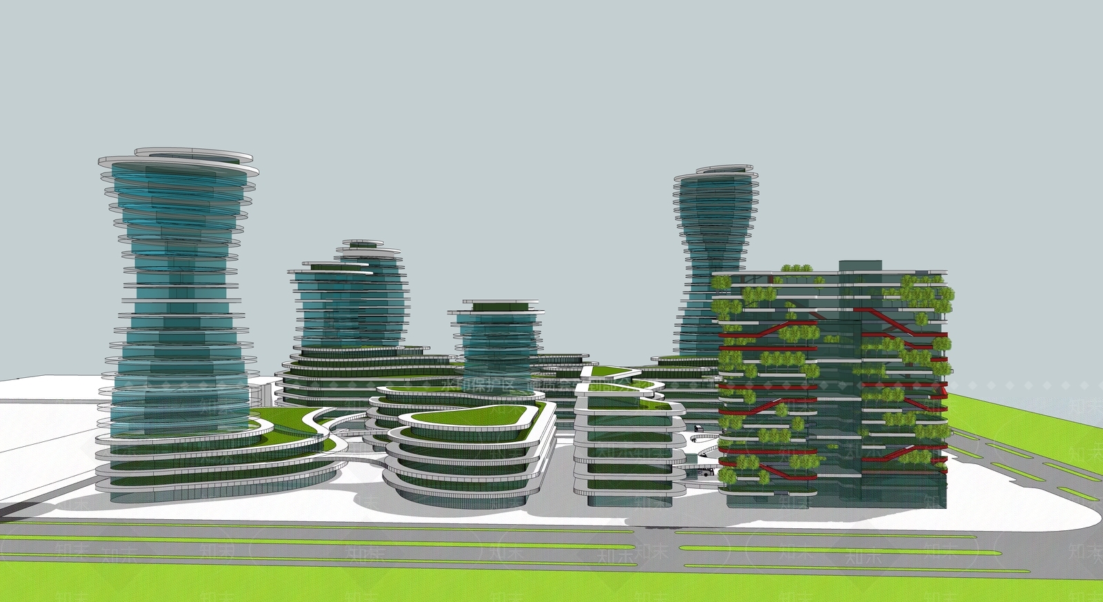 现代商场建筑SU模型下载【ID:1185297498】