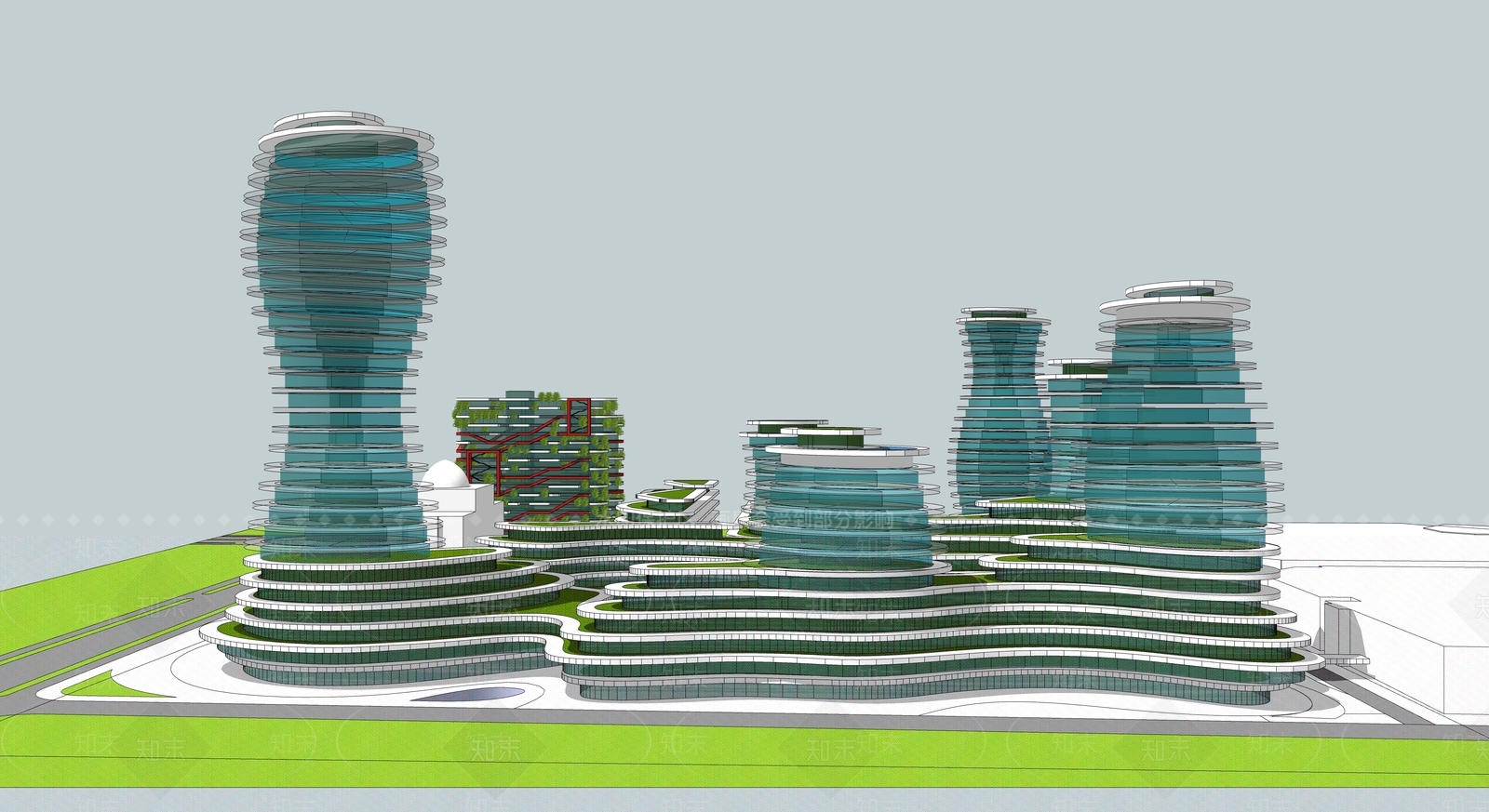 现代商场建筑SU模型下载【ID:1185297498】