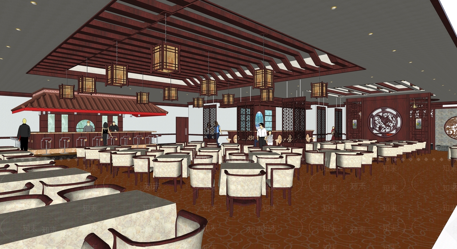 中式中餐厅SU模型下载【ID:1185297542】