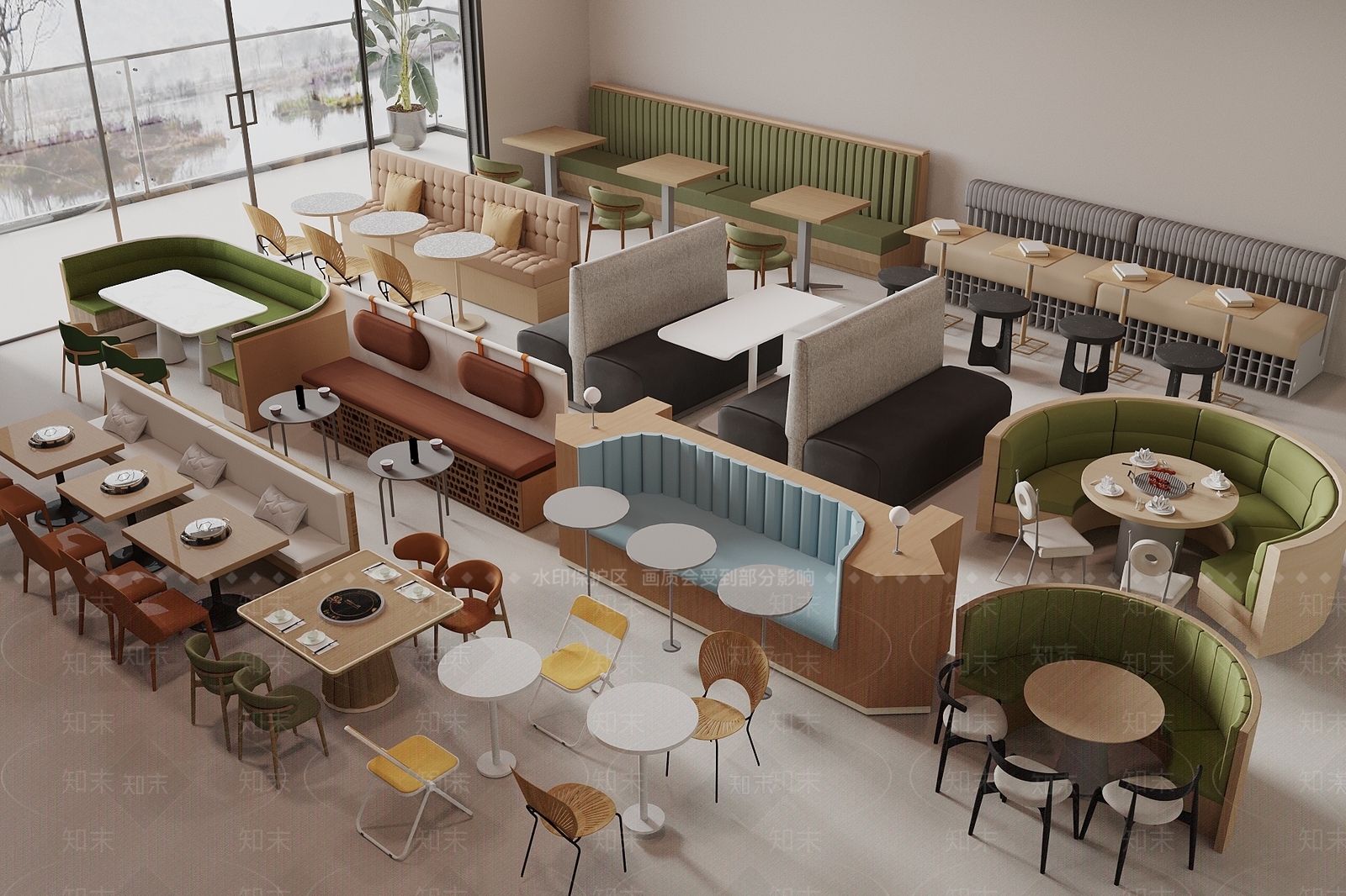 现代卡座沙发3D模型下载【ID:1185300844】