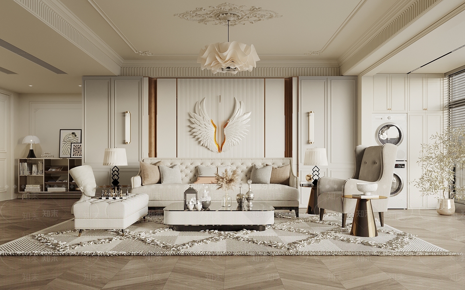 法式欧式家居客厅3D模型下载【ID:1185301284】