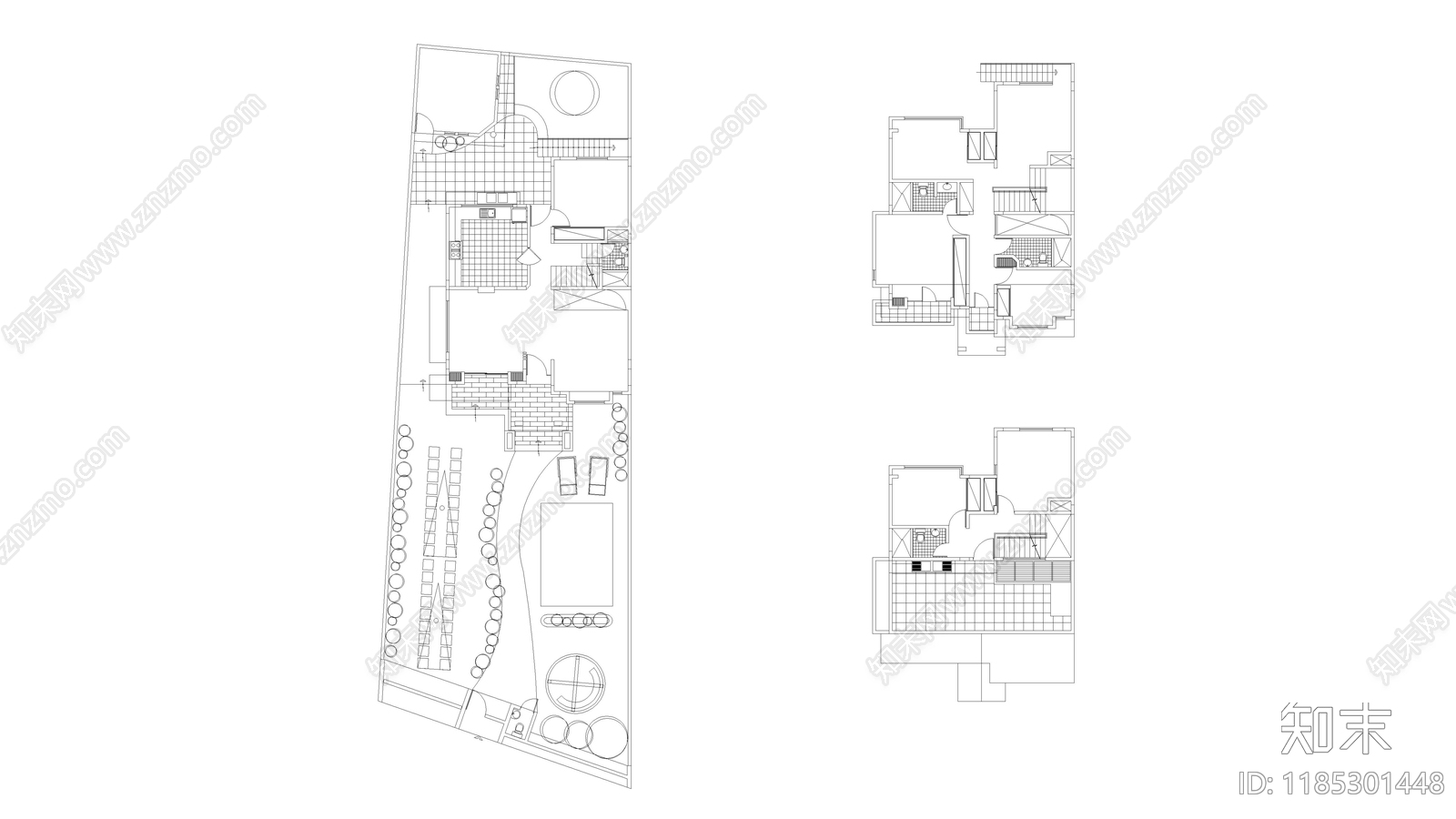 现代别墅建筑施工图下载【ID:1185301448】