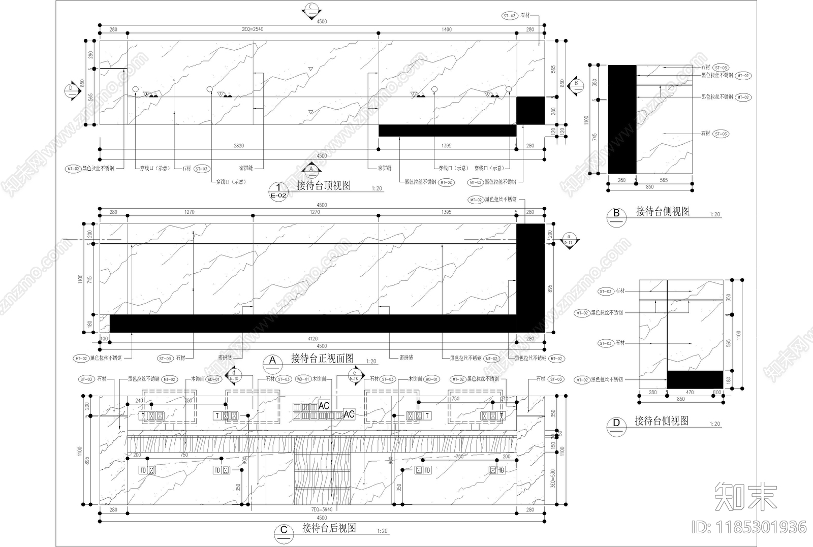 现代售楼处cad施工图下载【ID:1185301936】