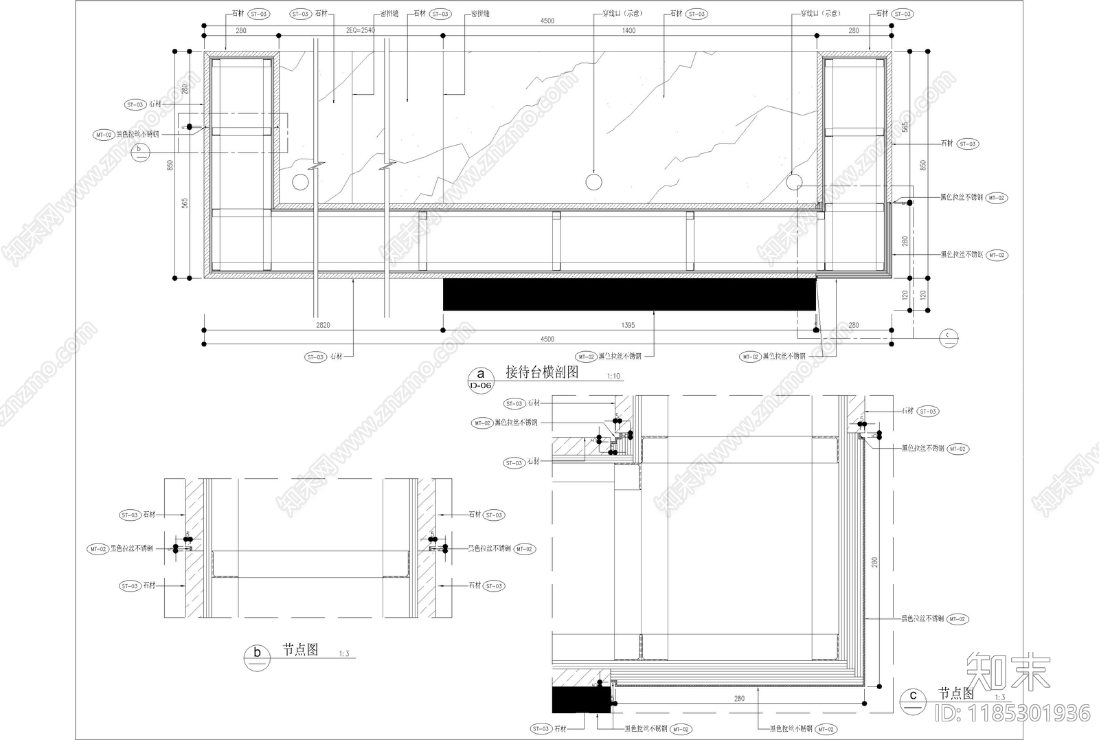 现代售楼处cad施工图下载【ID:1185301936】
