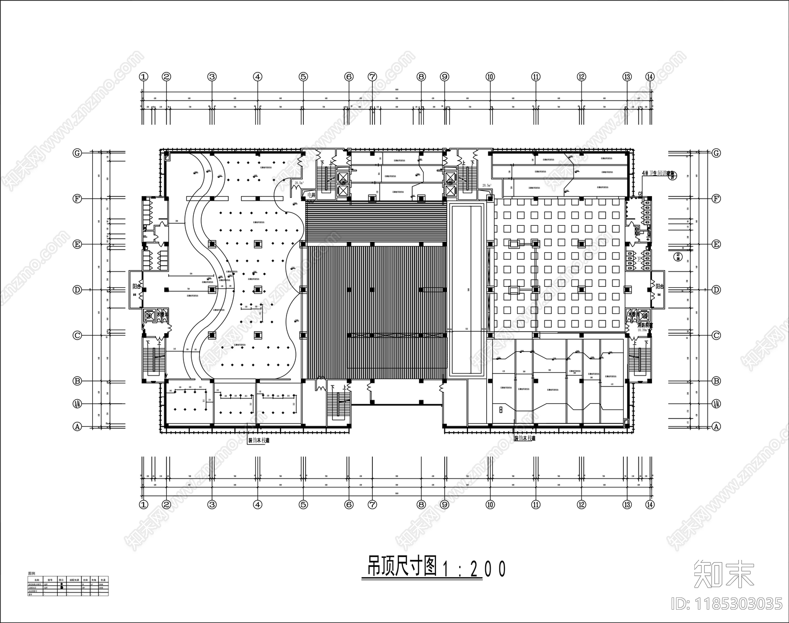 现代图书馆cad施工图下载【ID:1185303035】