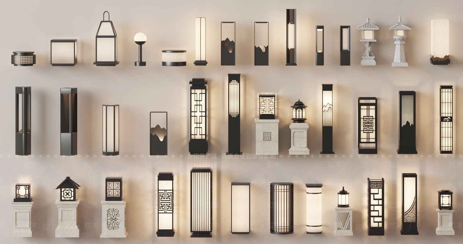 新中式中式壁灯SU模型下载【ID:1185303443】