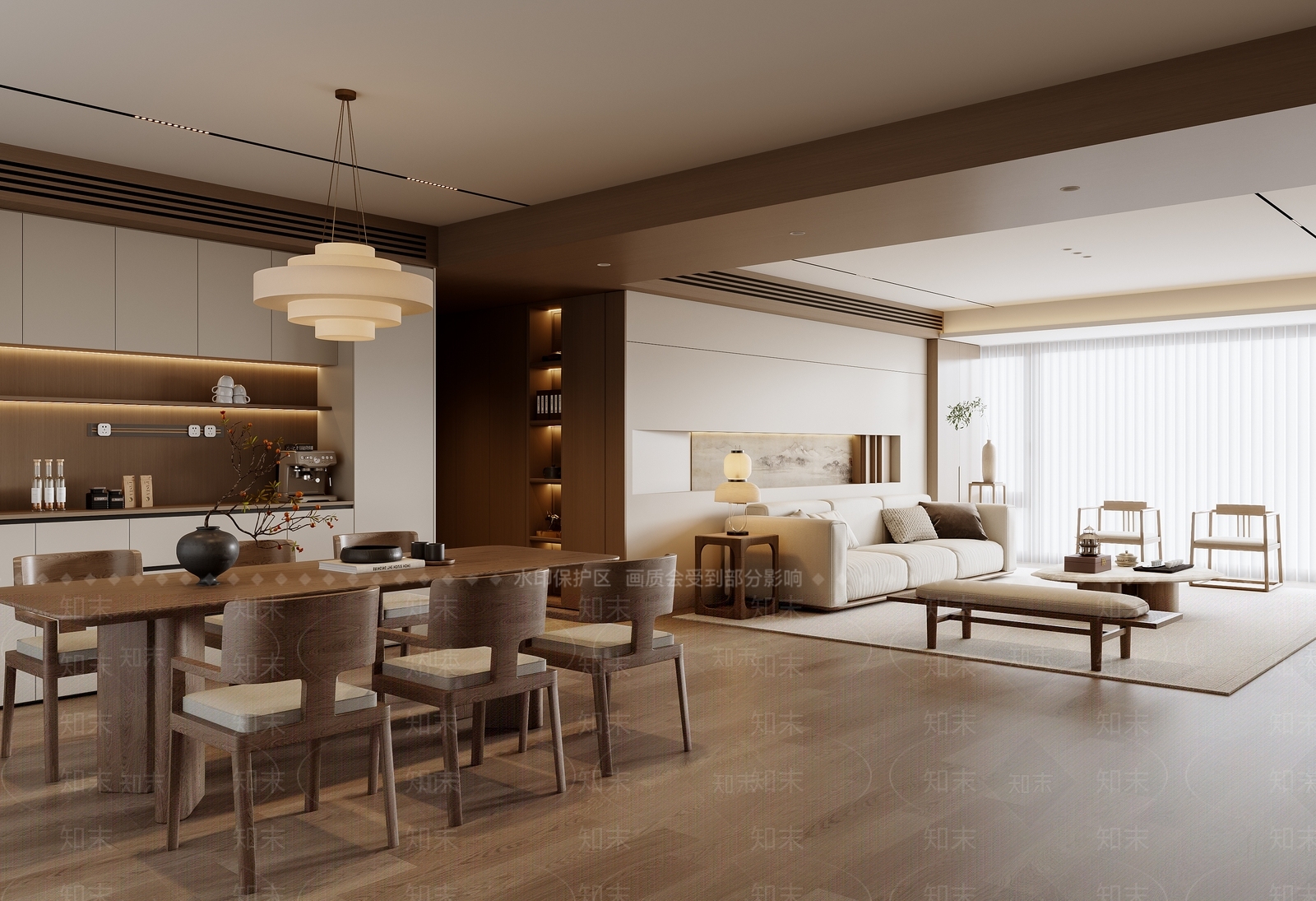 新中式中式客餐厅3D模型下载【ID:1185303764】