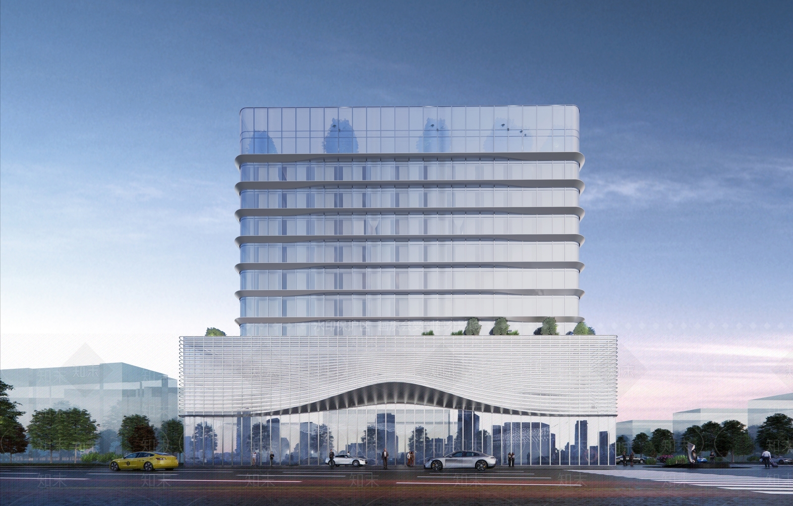 现代极简酒店建筑SU模型下载【ID:1185304751】