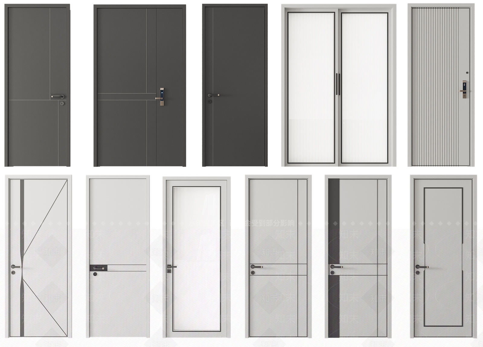 现代门推拉门子母门房门3D模型下载【ID:1185306107】