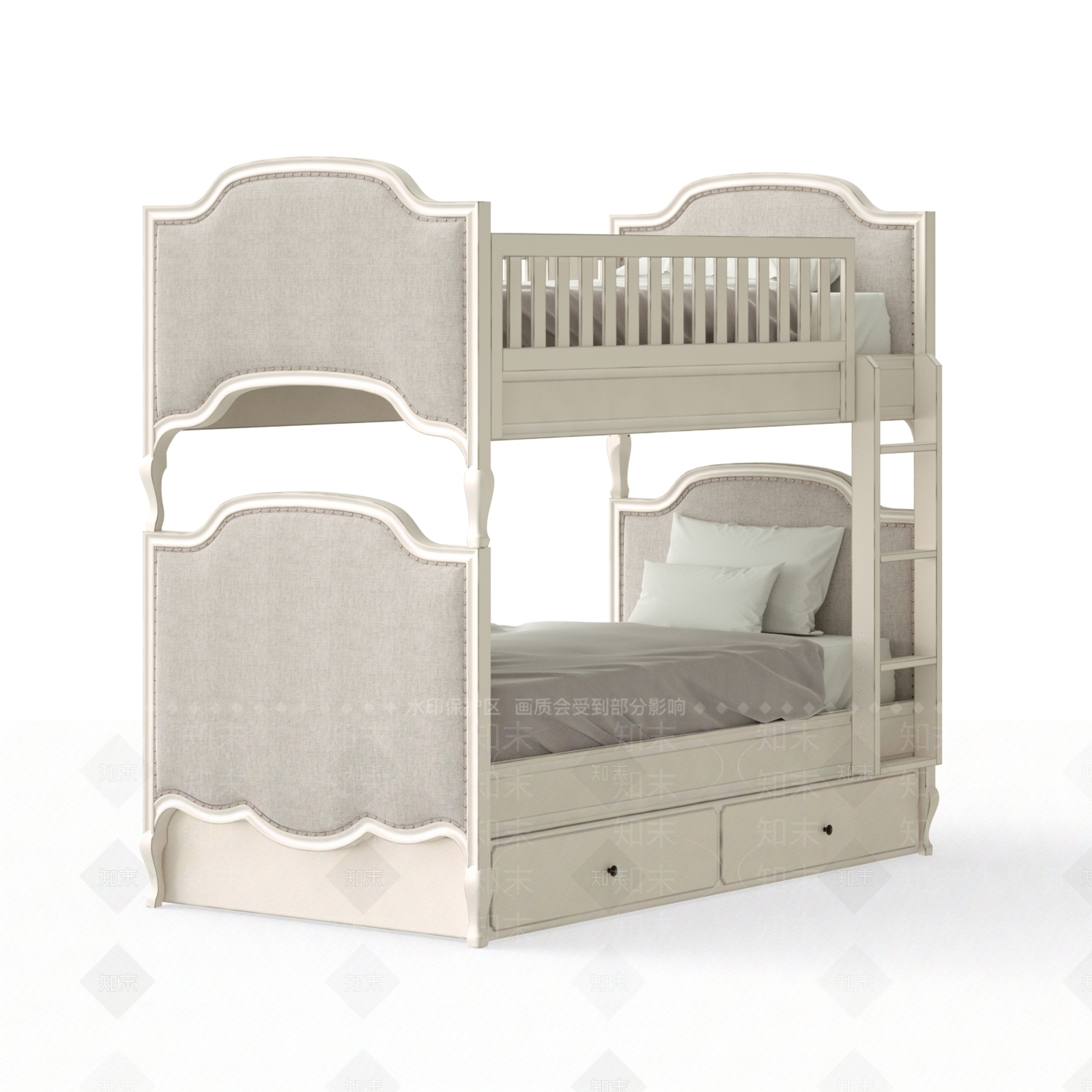 美式双层儿童床3D模型下载【ID:1185307856】
