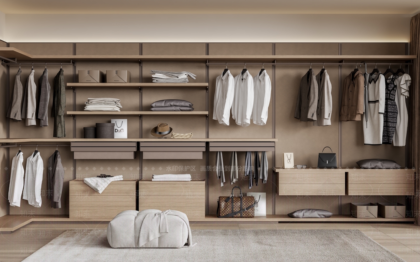 现代原木衣柜3D模型下载【ID:1185311000】