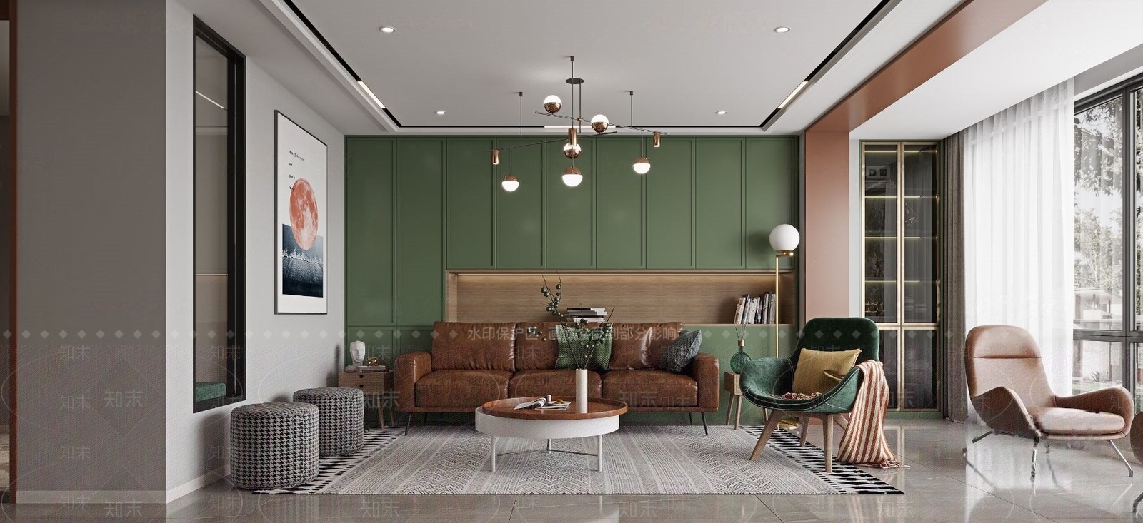 北欧客厅餐厅卧室3D模型下载【ID:1185311120】