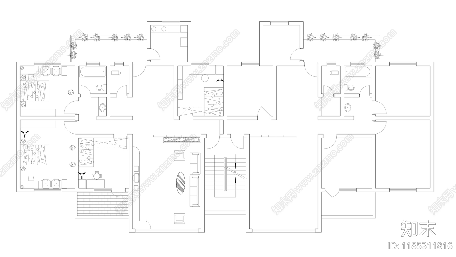 现代住宅楼建筑施工图下载【ID:1185311816】