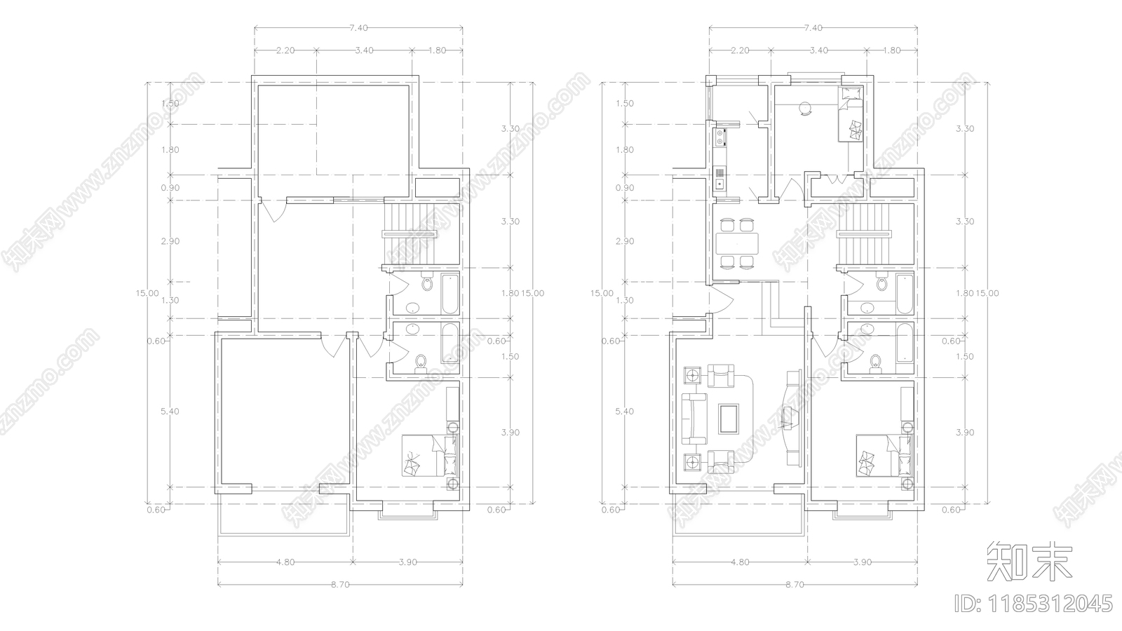 现代住宅楼建筑施工图下载【ID:1185312045】