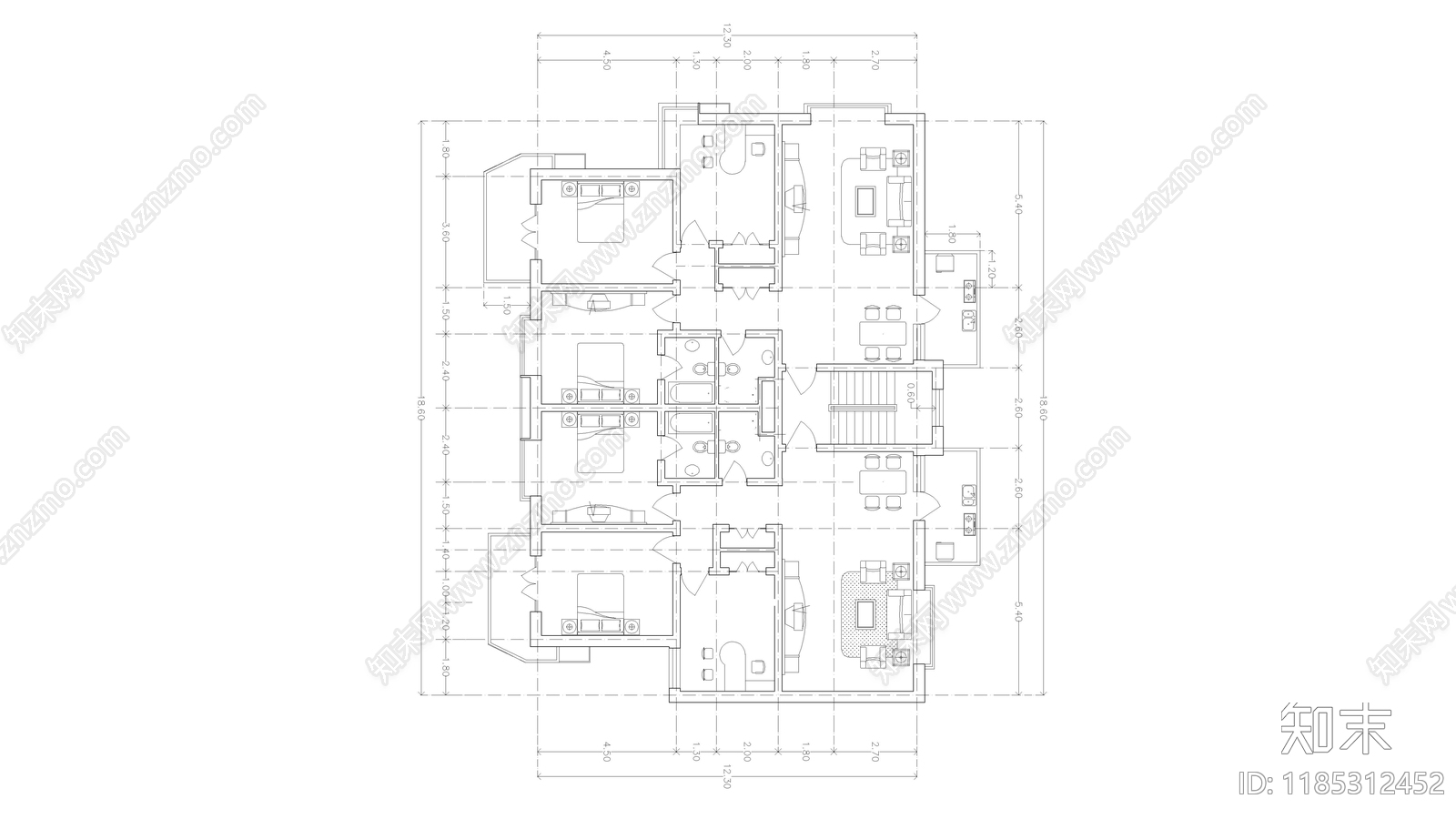 现代住宅楼建筑施工图下载【ID:1185312452】