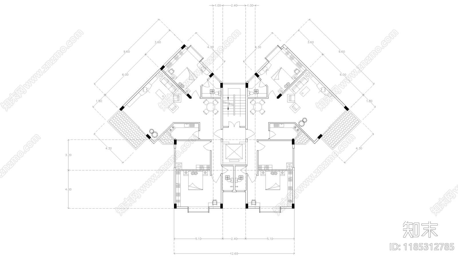 现代住宅楼建筑施工图下载【ID:1185312785】