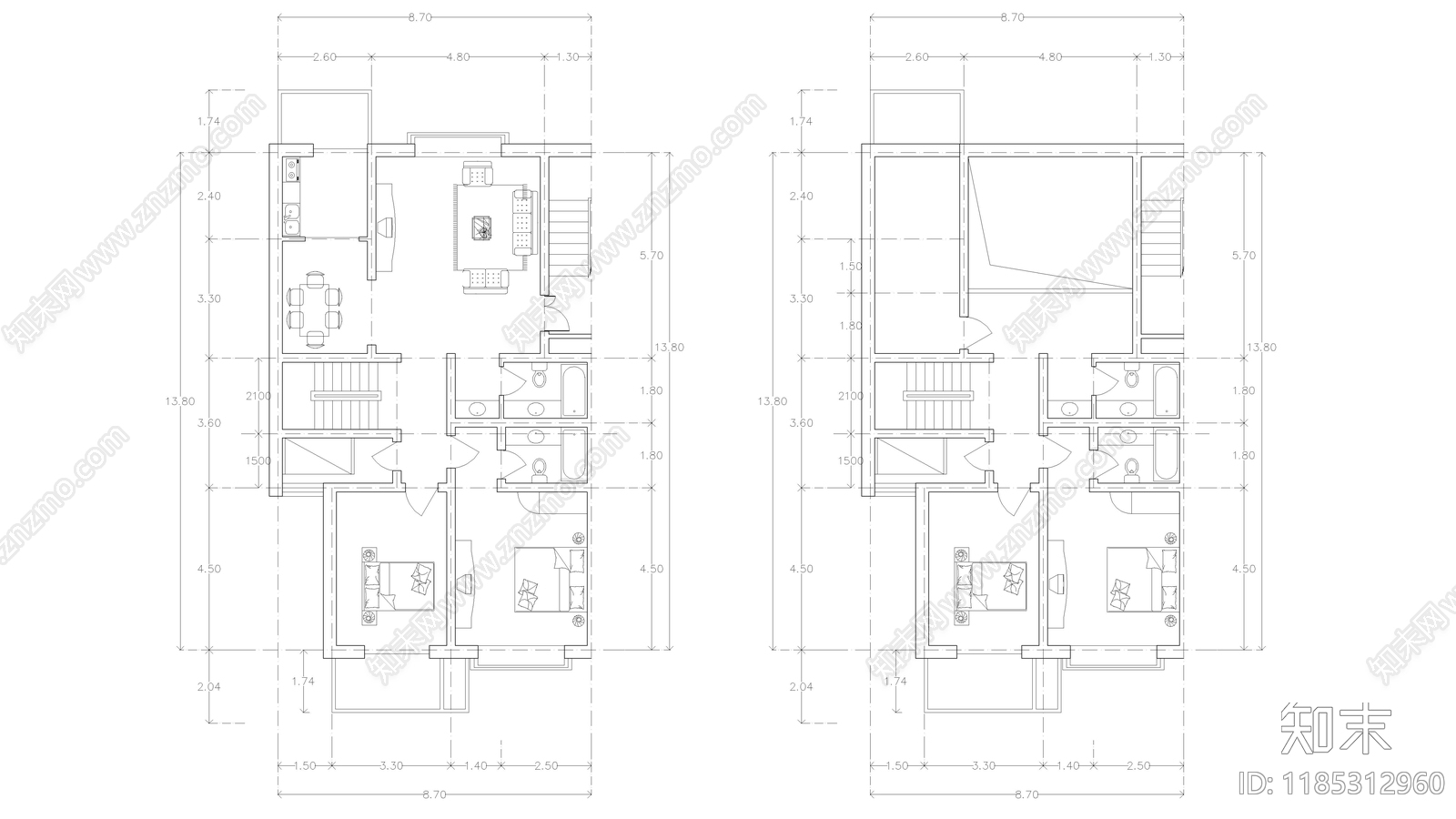 现代住宅楼建筑施工图下载【ID:1185312960】