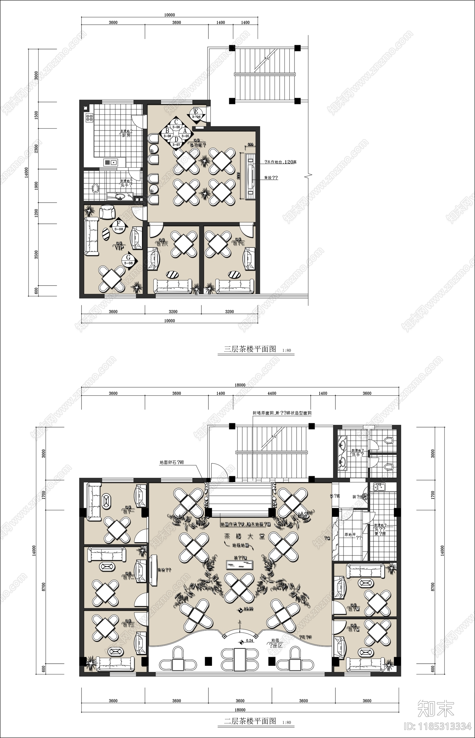 现代新中式棋牌室施工图下载【ID:1185313334】