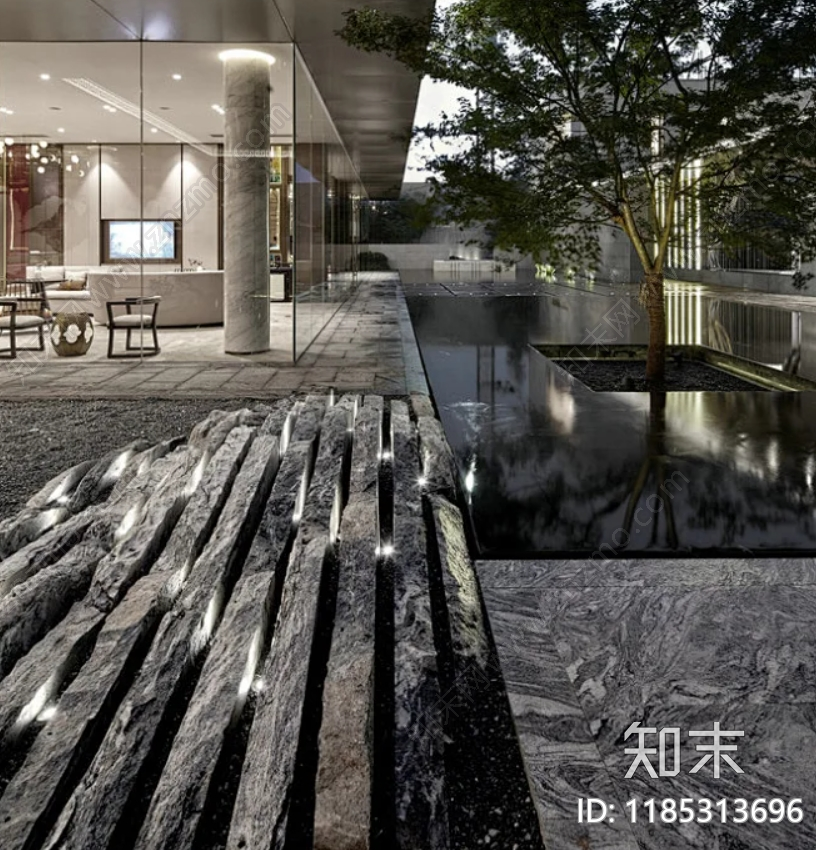 新中式庭院cad施工图下载【ID:1185313696】