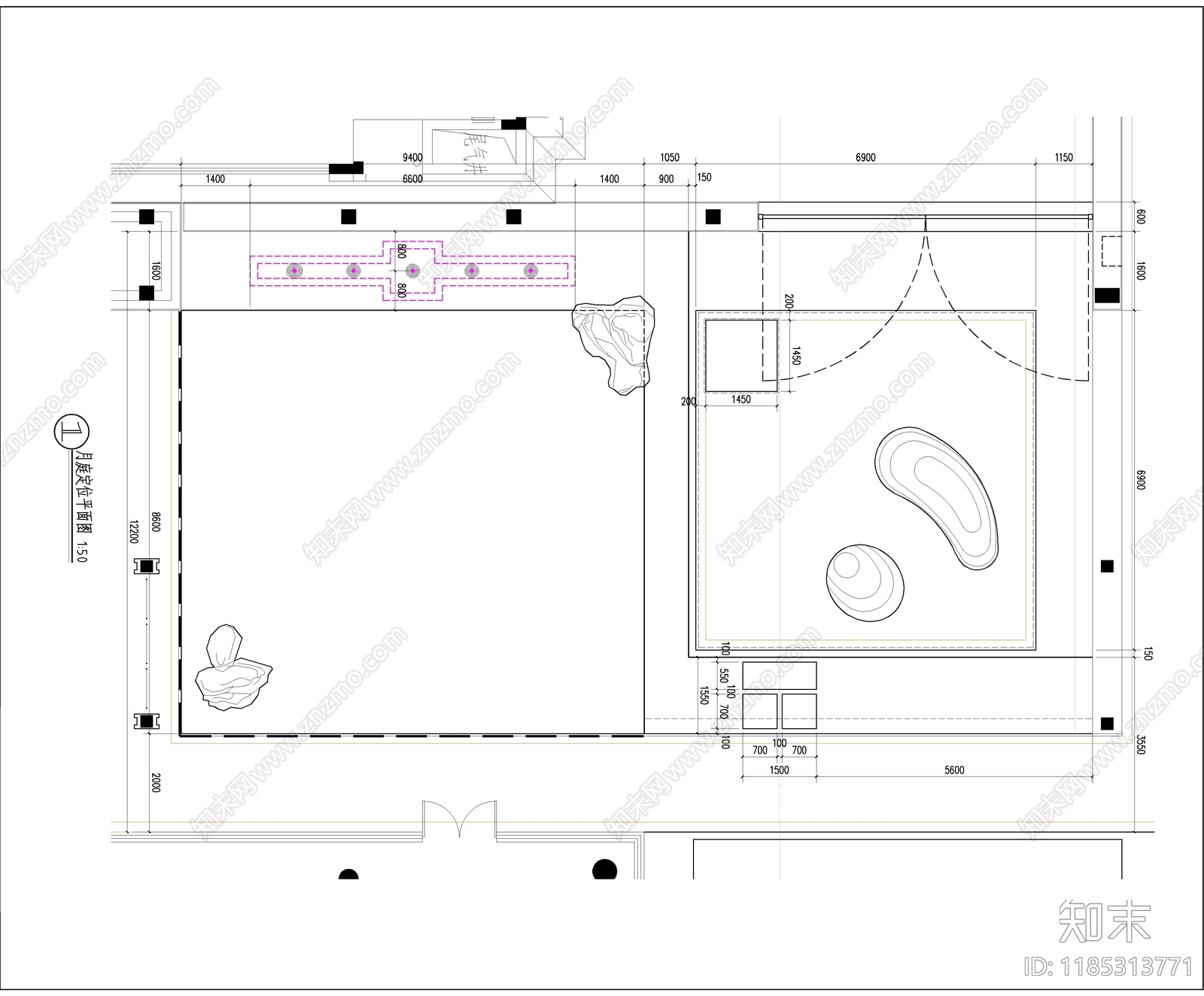 新中式庭院cad施工图下载【ID:1185313771】