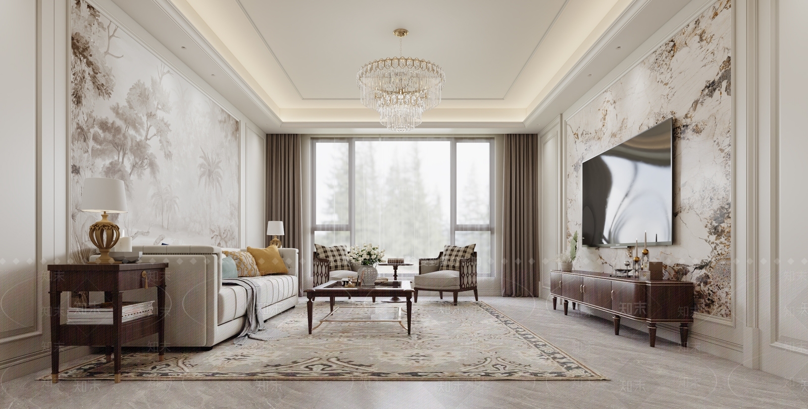 美式欧式客餐厅3D模型下载【ID:1185313982】