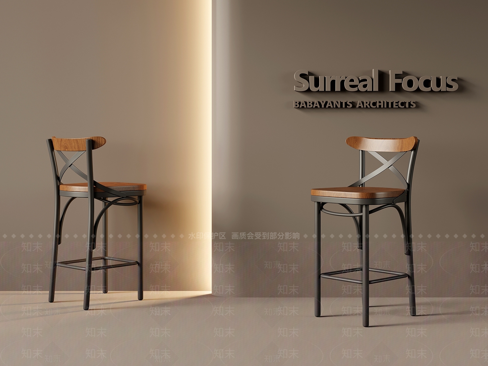 复古吧椅3D模型下载【ID:1185316850】