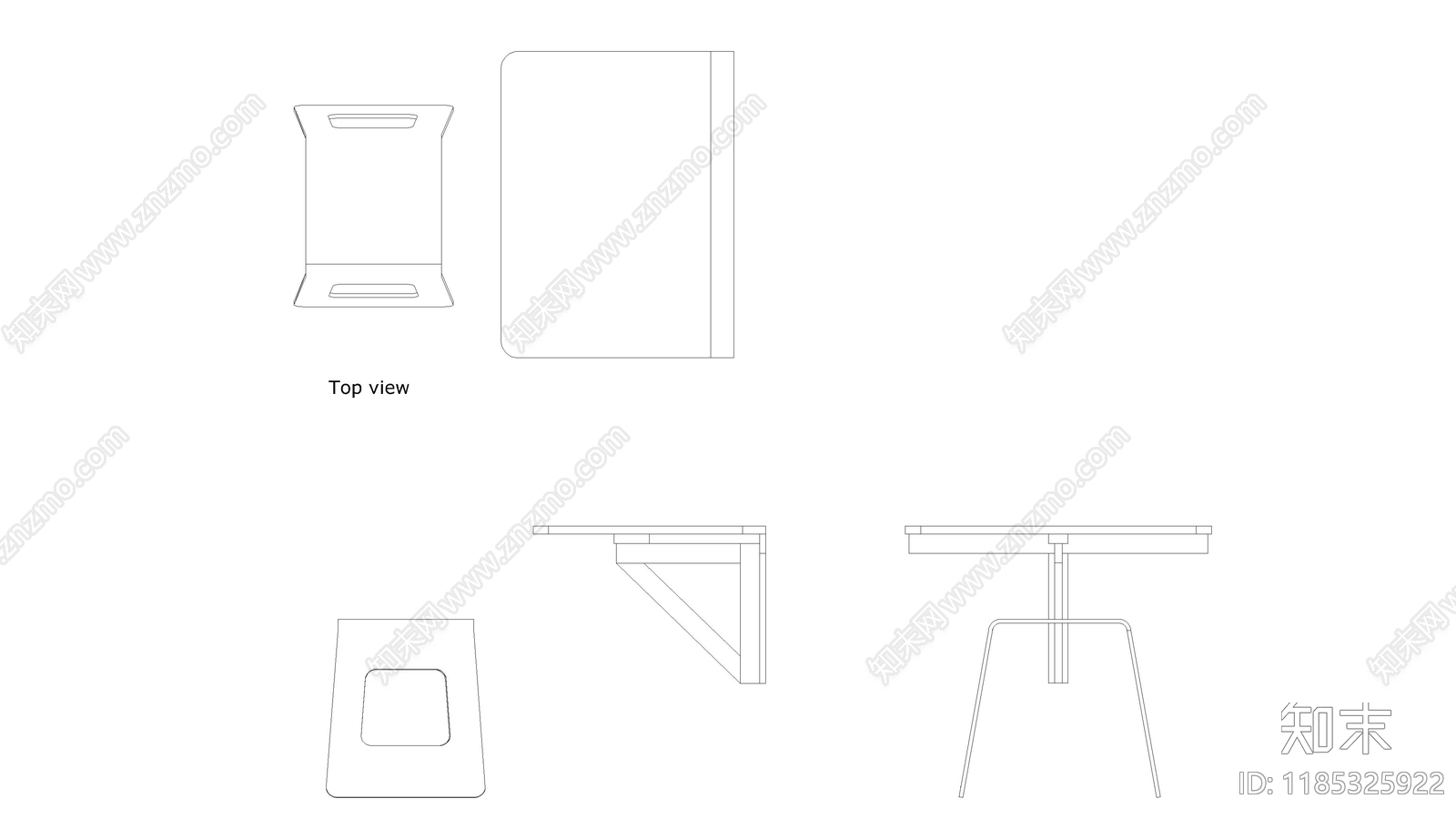 现代桌椅施工图下载【ID:1185325922】