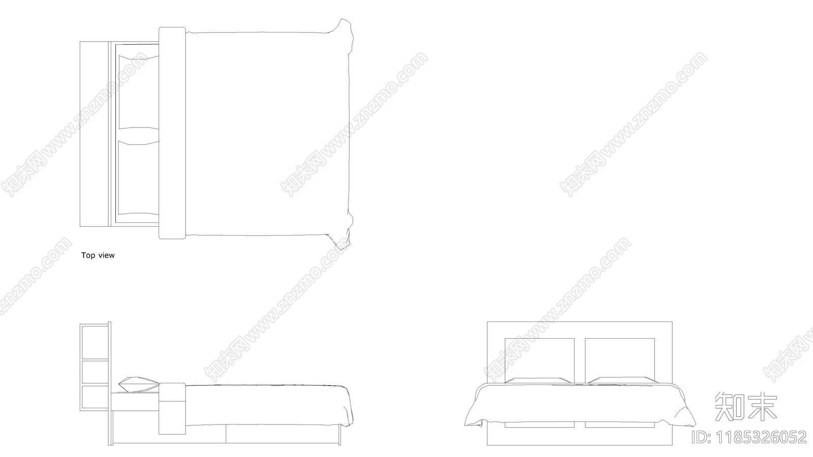 现代床施工图下载【ID:1185326052】