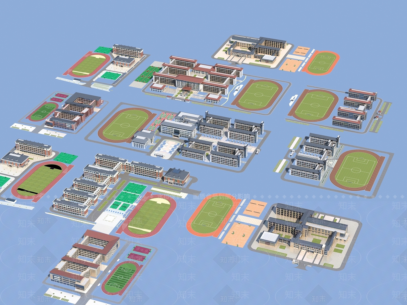 现代学校外观3D模型下载【ID:1185326570】