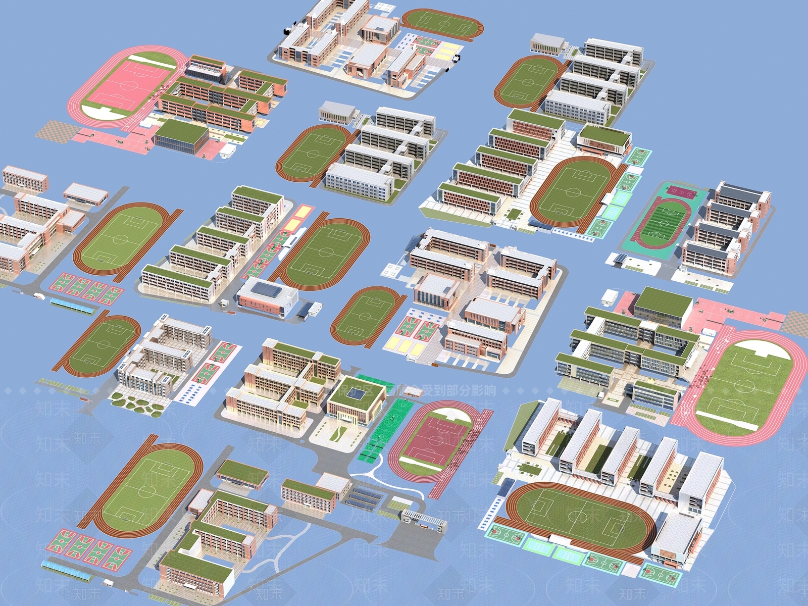 现代学校外观3D模型下载【ID:1185326504】